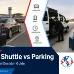 rdu airport shuttle vs parking comparison showing airport parking and a pre-booked shuttle pickup